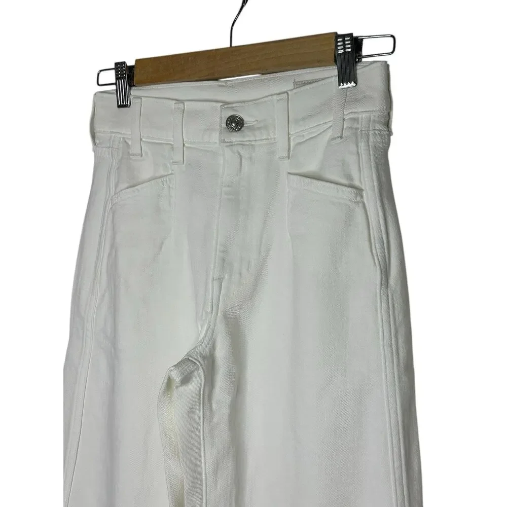 NWOT AYR Womens‎ The Beat Jeans 23 Barrel Leg Pockets Crop Tapered White - Picture 7 of 12